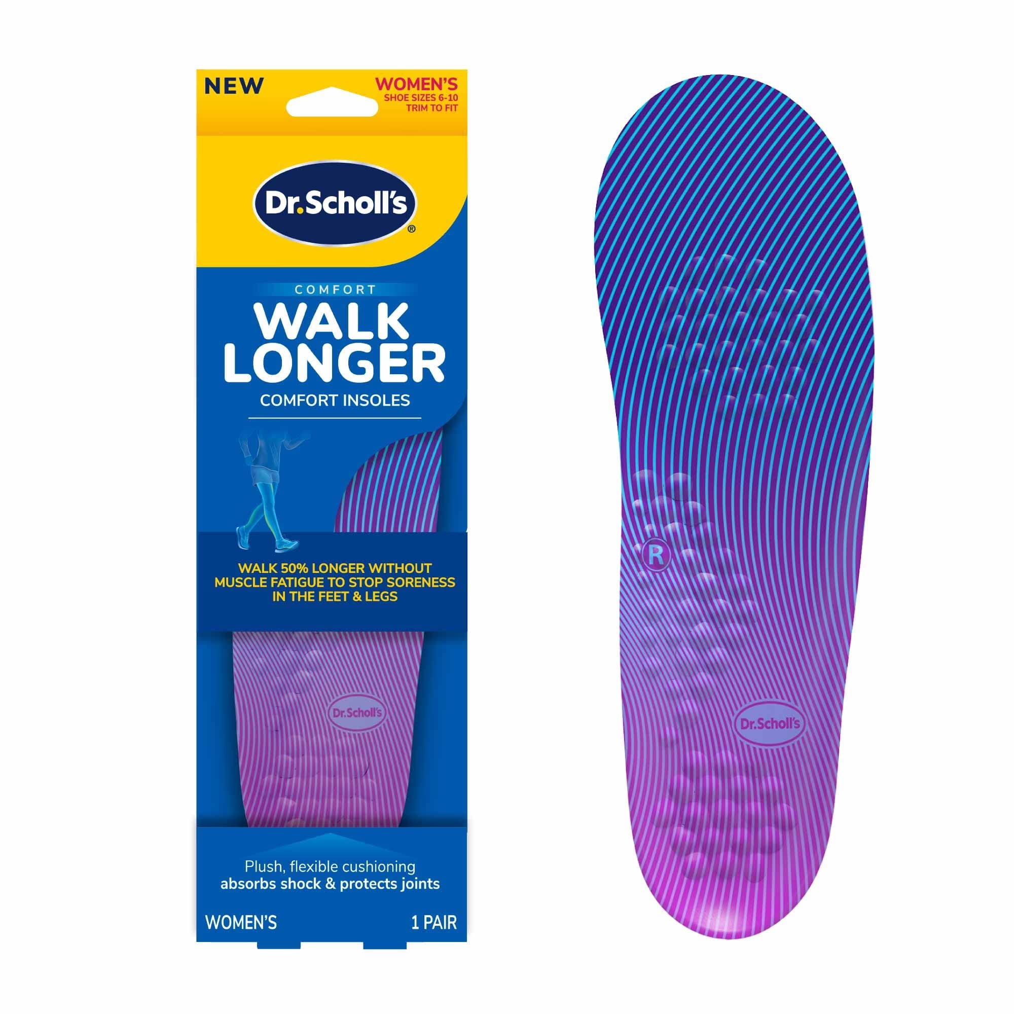 Plantillas Dr. Scholl's Walk Longer Comfort Para Mujer, Tallas 6-10