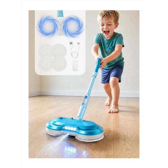 BLAXTEM Juguete de Trapeador Eléctrico Giratorio para Niños Recargable con LED