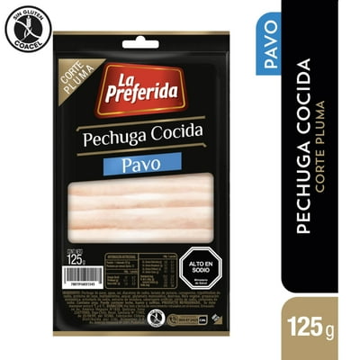 Pechuga De Pavo Cocida Corte Pluma 125 G La Preferida