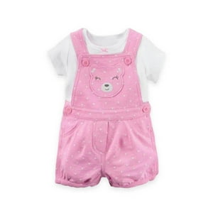 Babykids Divana - Conjunto Jardinera + Polera Bebes - Niña 6M Rosa Con Polera Blanca