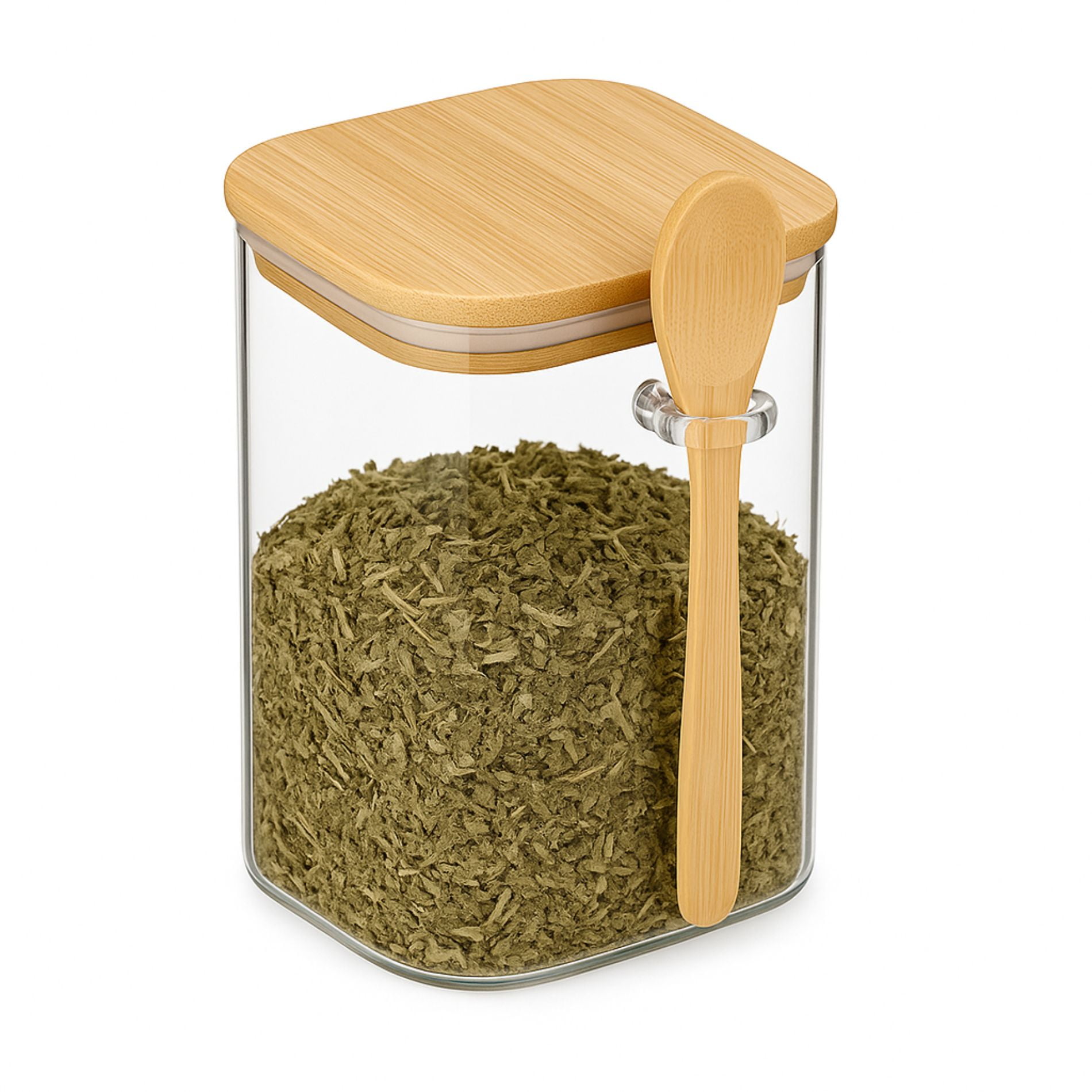 Mtm - Frasco De Vidrio Hermetico Tapa Y Cucharita Bambú 450ml