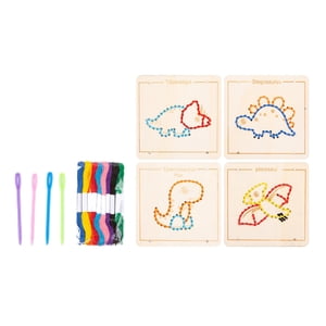 Magideal - Cordón De Madera Bordado Juego De Mesa Enhebrado Actividad Rompecabezas Aprendizaje Y Educación Montessori Juguete Colorido Cuerda Enhebrado Juguete P Dinosaurio
