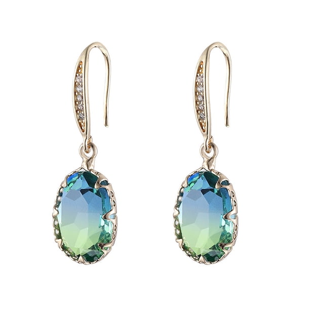 Stunning Temperament Tourmaline Oval Gemstone Pendant Earrings for Women and Girls - Sparkling and Elegant Jewelry