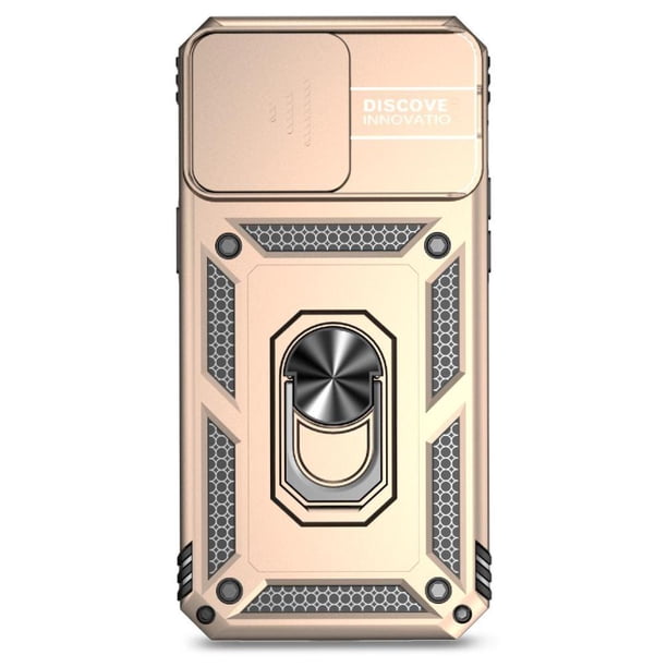Funda Resistente Anillo Soporte iPhone 15 Pro Privacidad Cámara Montaje Magnético Oro