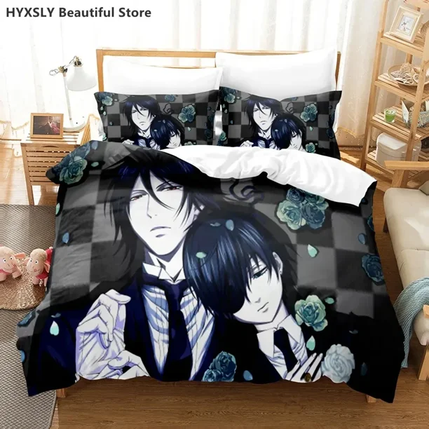 Black Butler Bedding Set Duvet Cover Pillowcases Kids 3D Duvet Cover Set Bed Linen Home Textile Bed Sheets