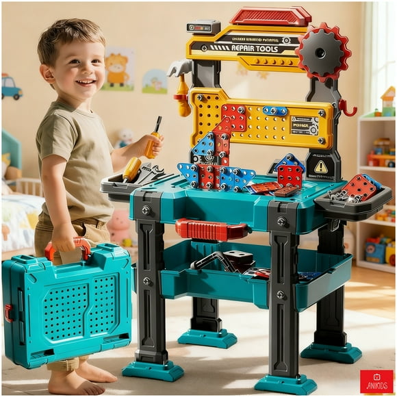 Set Juego Banco Herramientas 2 En 1 Juguete Niños 154 Piezas