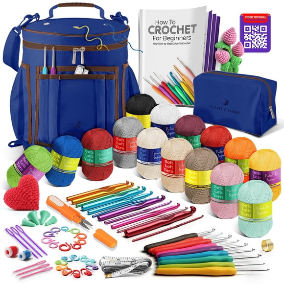 Kit de ganchillo Hearth & Harbor para principiantes con bolsa de lana