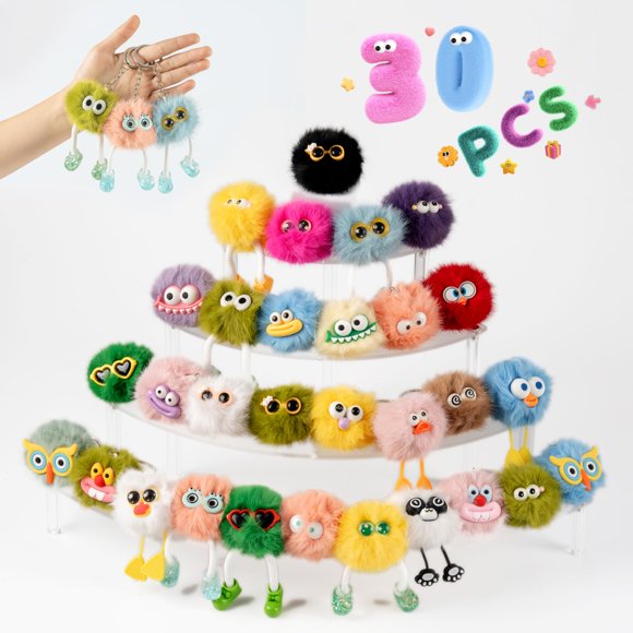 Llaveros OMyFav 30 uds. de peluche kawaii y esponjosos para niños