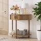 thumbnail image 3 of 31.5-Inch Grooved Half-Moon Console Table, Farmhouse Sofa Table Behind Couch, Modern Entryway Table, Decorative Table for Living Room, Hallway, Entryway or Foyer Narrow Entry, Walnut, 3 of 3