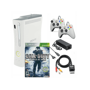 Microsoft Xbox 360 Console Original White With Call Of Duty World At War And Two Retrofam Controllers (Refurbished)