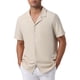 thumbnail image 5 of INSPIRE CHIC Camisas de Lino para Hombre Cuello Campamento Manga Corta Botón Abajo Camisas de Playa de Verano M Caqui, 5 of 6