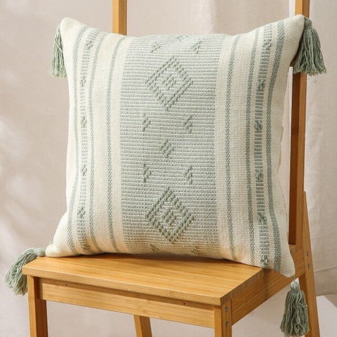 Todo Hogar Santiago De Chile - Cojin Kilim Con Borlas Verde Agua