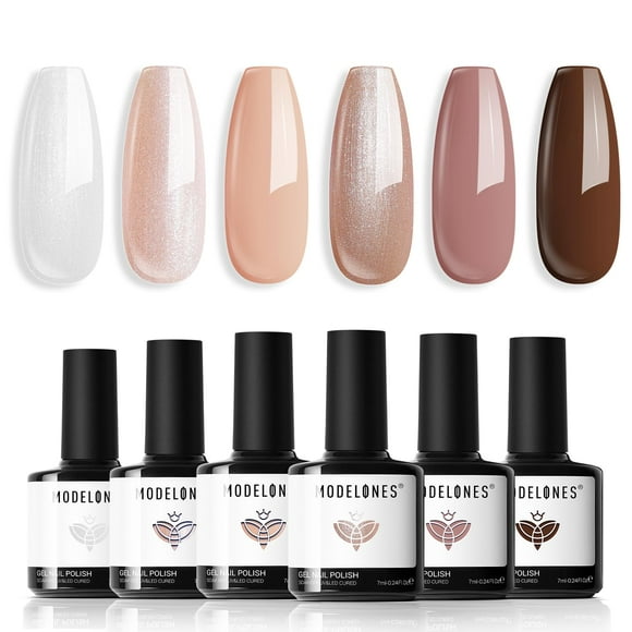 Set de esmaltes de uñas en gel Modelones, 6 colores, Nude Hema Free