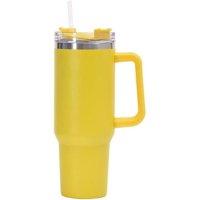 Xinqihang - Botella De Agua Térmica Simply Modern De 40 Oz Con Pajita, Vaso De Viaje Con Asa Para Mujeres Y Hombres (Amarillo, 40 Oz)