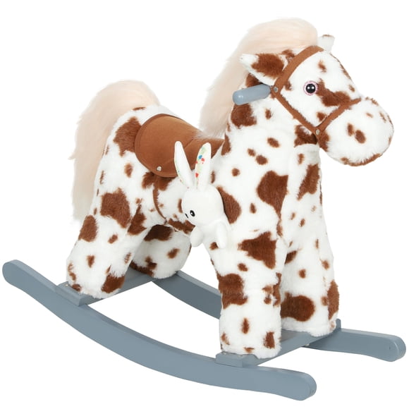 Caballito Mecedor para Niños Qaba con Sonidos y Conejo de Peluche
