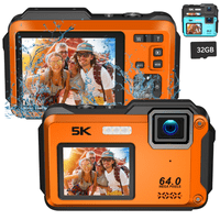 Innedd - Cámara Sumergible 5K 64Mp Con Wifi Y Doble Pantalla Zoom 16X - Naranjo