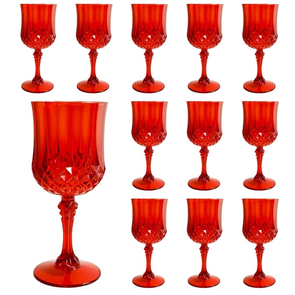 Copas de vino de plástico LEYIQU, estilo vintage, 200 ml (12, rojas)