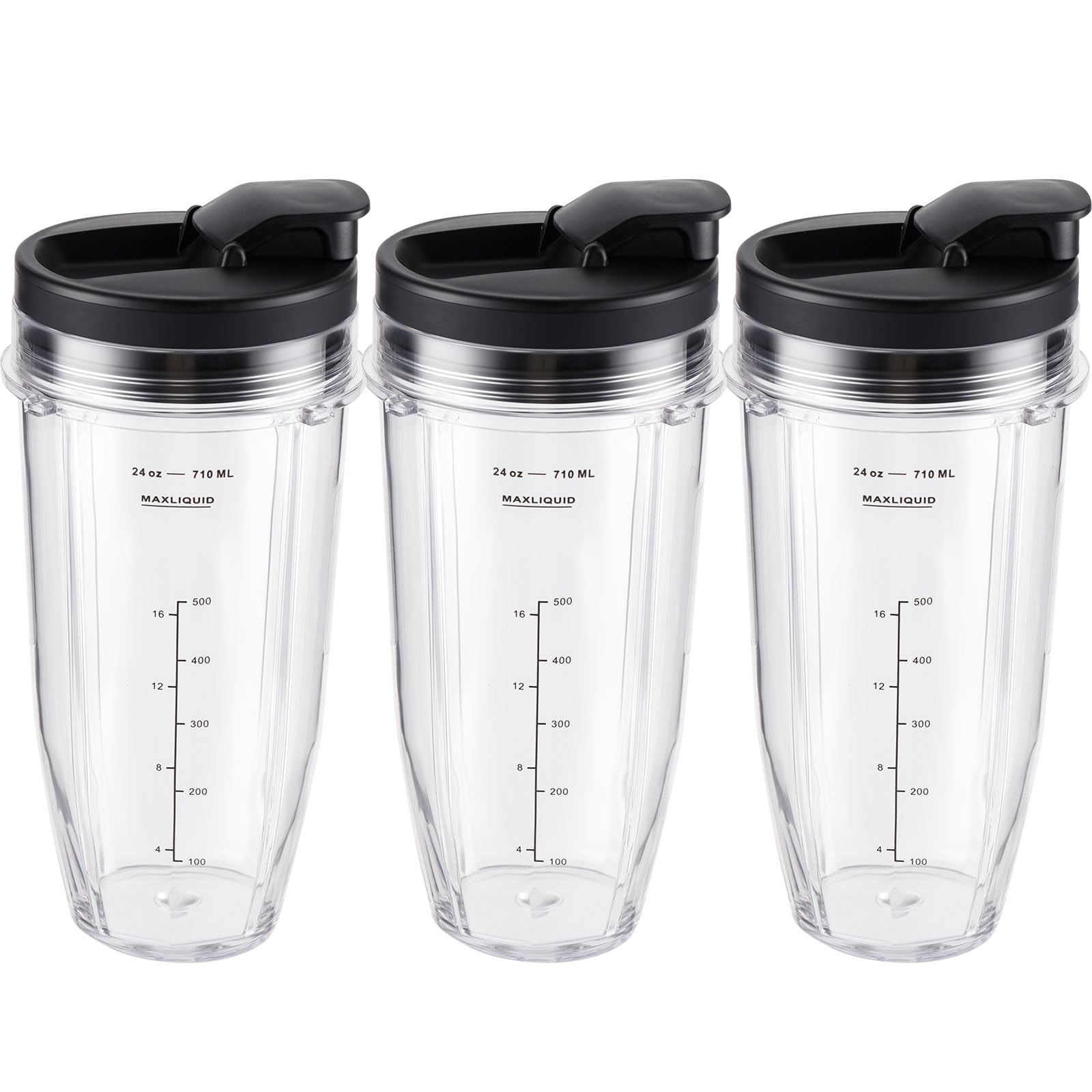 Vasos Para Licuadora Meet Juice 710 Ml Paquete De 3 Con Tapas Antiderrames