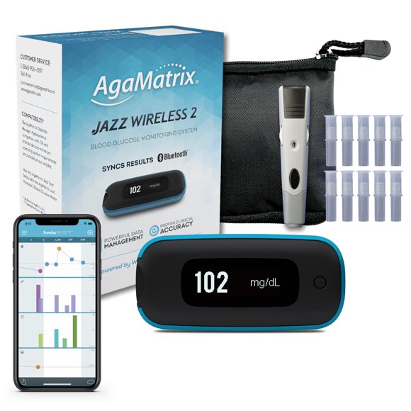 Sistema de monitorización de glucosa en sangre AgaMatrix Jazz Wireless 2