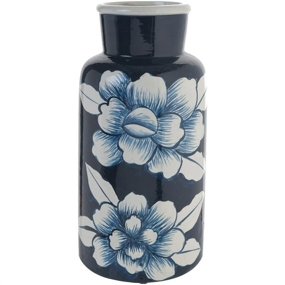 Jarrón Decorativo Flores Azul