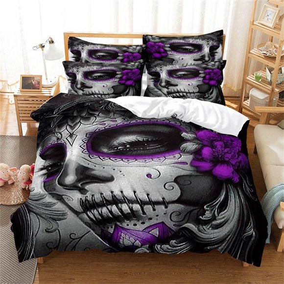 Purple beauties 3Pcs Bedding Sets Digital Printing Custom Quilt Duvet Cover Set Home Quilt Pillowcase Bed Sheets