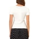 thumbnail image 3 of INSPIRE CHIC Blusa de Mujer con Lazo en el Cuello, Manga Corta Sólida, Cuello Peter Pan, Top Casual de Verano XS Blanco, 3 of 7