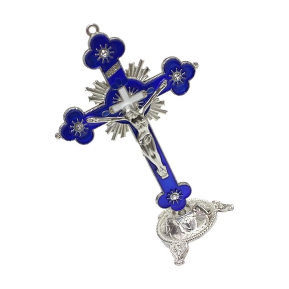 Crucifijo Y Estatuilla De Pie Jesucristo En La Cruz Estatua Para El Ornamento De La Capilla Azul