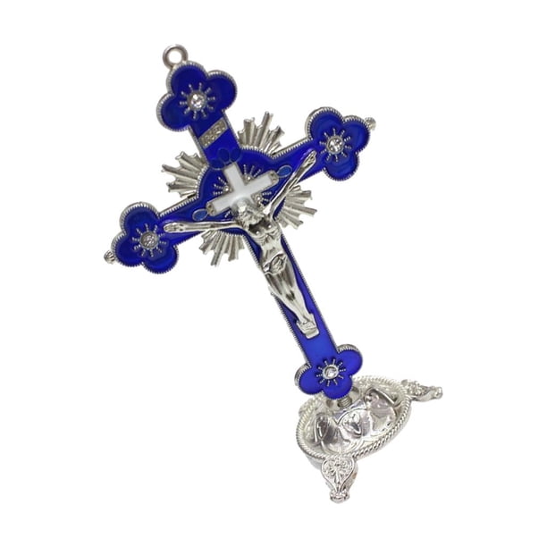 Crucifijo Y Estatuilla De Pie Jesucristo En La Cruz Estatua Para El Ornamento De La Capilla Azul