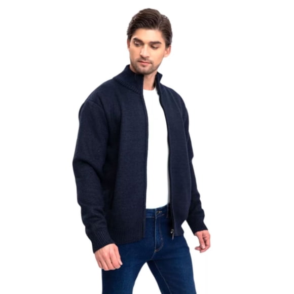 Chaqueta Sweater Algodon Cuelo Alto Forro Piel Bolsillos Cierre 7169
