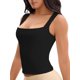 thumbnail image 4 of INSPIRE CHIC Camisetas sin mangas para mujer Regreso a clases Cuello cuadrado Sin mangas Básico Ajustado Camisetas XS Negro, 4 of 5