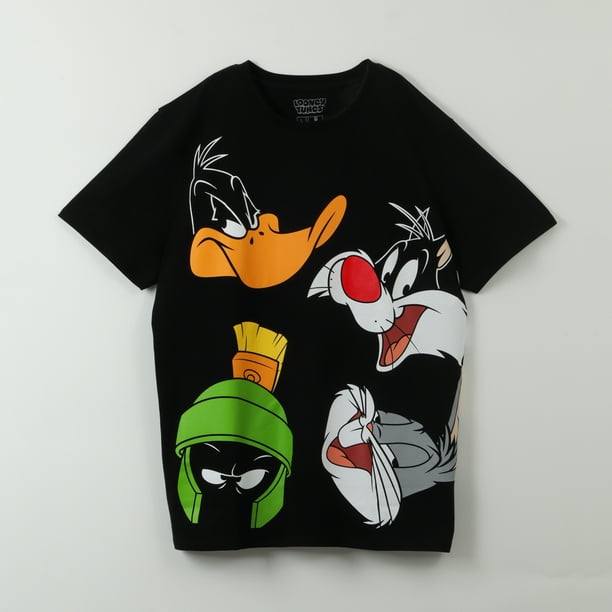 Polera Manga Corta Hombre Team Negro Looney Tunes