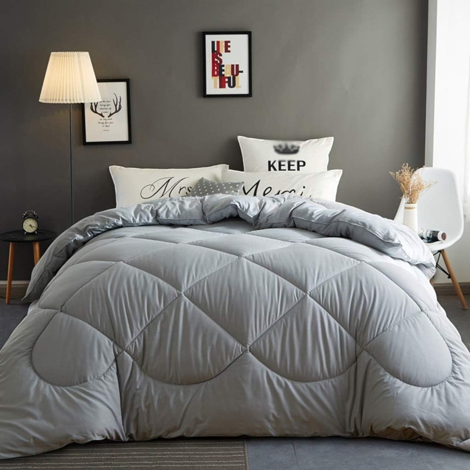 Genérico - Plumon Edredon Nórdico De Algodon 2 Plazas 230x250cm Gris