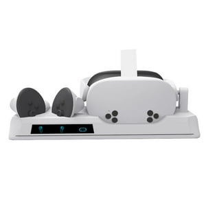 Genérico - Compatible Con Meta Quest 3/3S Vr Headset Charging Dock Station 2 En 1 Base De Carga De Batería Con Carga Inalámbrica-Blanco
