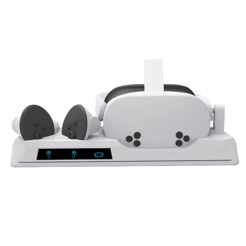 Genérico - Compatible Con Meta Quest 3/3s Vr Headset Charging Dock Station 2 En 1 Base De Carga De Batería Con Carga Inalámbrica-blanco