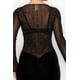 thumbnail image 5 of Vestido Midi de Fiesta de Terciopelo Saronita con Encaje de Punto Elástico en Contraste Transparente, Manga Larga y Cuello Redondo, Negro (para Mujer), 5 of 5