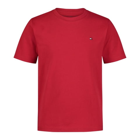 Camiseta Tommy Hilfiger De Manga Corta Para Niños De 8 Años - Escarlata
