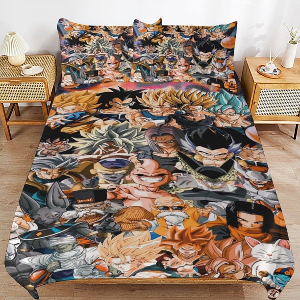 Dragon-Ball Dragon Ba-ll Dragon-Ball Dragon Ba-ll Bedding Set Sheet Set for Kids Adults,All Season Lightweight