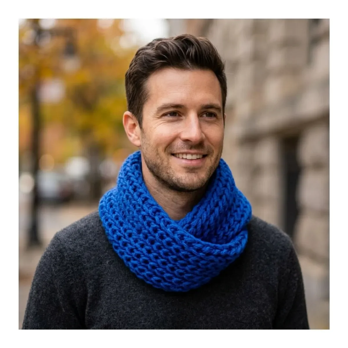 Genérico - Bufanda Cuello Estilo Punto Inglés Lana Invierno Abrigado