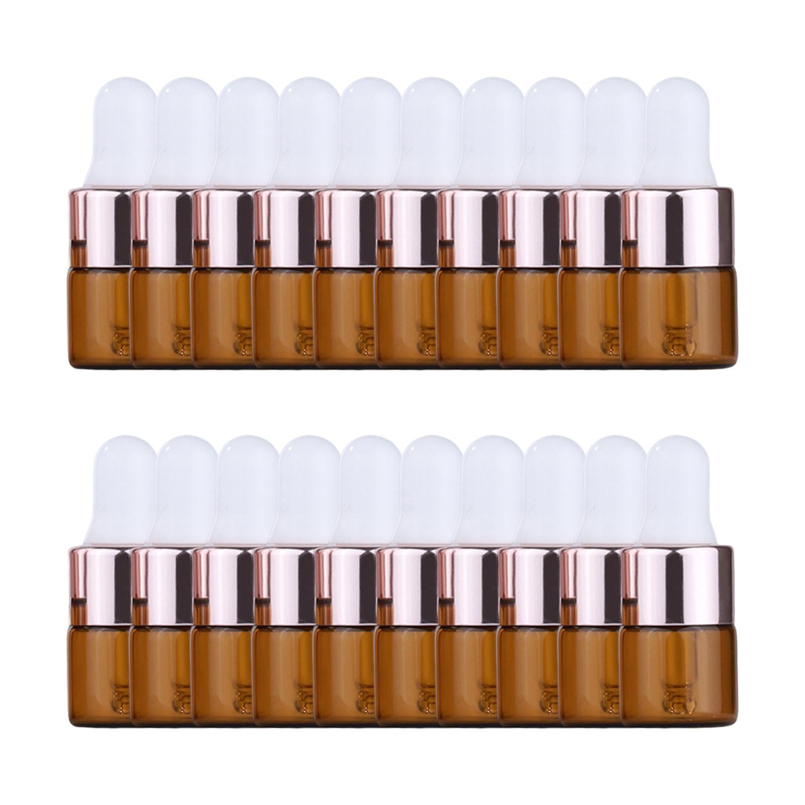 8 Frascos De Vidrio Ámbar 20ml Para Aceites Esenciales - Con Reductor De Orificio Y Tapa Blanca