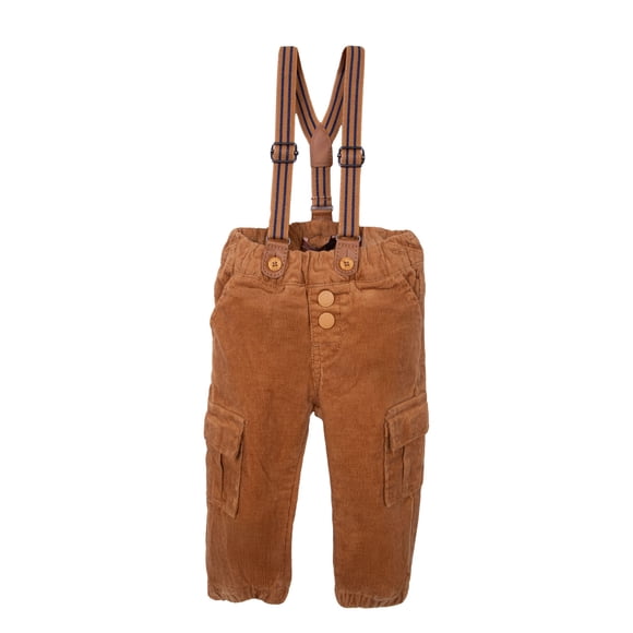 Pantalón Bebé Niño Cotelé con Suspensores Café