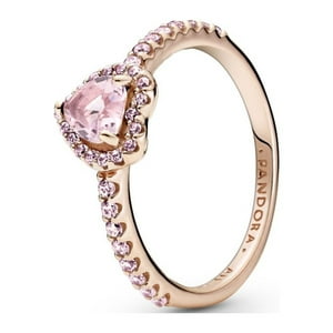 Anillo Pandora Corazón Elevado Rosa Chapado En Oro Rosa 14K Talla 8