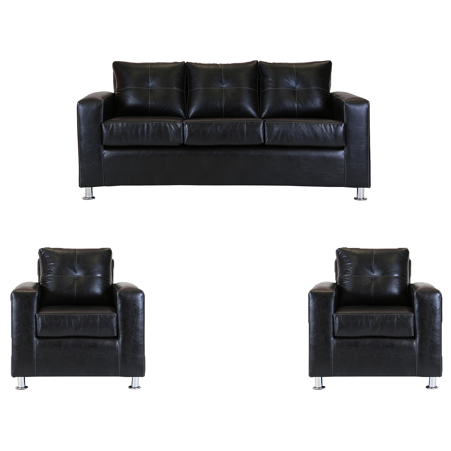 Muebles Altiro - Living Asiria 311 - Cuero Sintetico Pu Negro