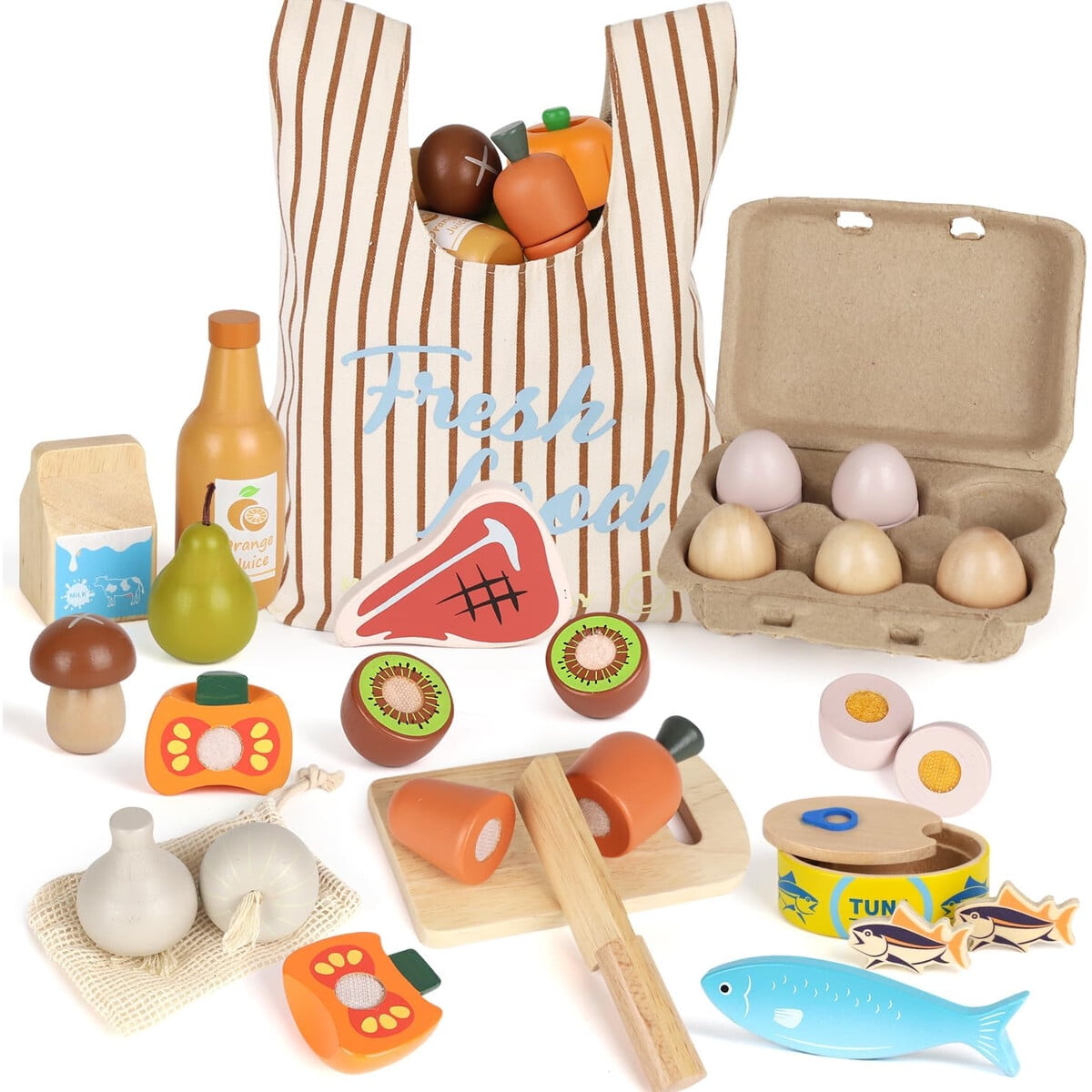 Set Comida Madera Lehoo Castle Cocina Niños 24 Piezas Fsc