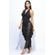 thumbnail image 2 of Conjunto De Body Ajustado De Encaje Sin Mangas Con Cuello Halter Y Falda Con Volantes Negro (para Mujer), 2 of 4