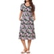 thumbnail image 1 of INSPIRE CHIC Camisón de Mujer con Cuello en V y Bolsillos, Manga Corta con Abertura Lateral, con Ribete en Contraste para Primavera Verano L Floral de Planta, 1 of 6