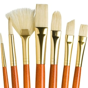 Set 7 Pinceles Princeton Mango Largo Pelo Natural Cerda