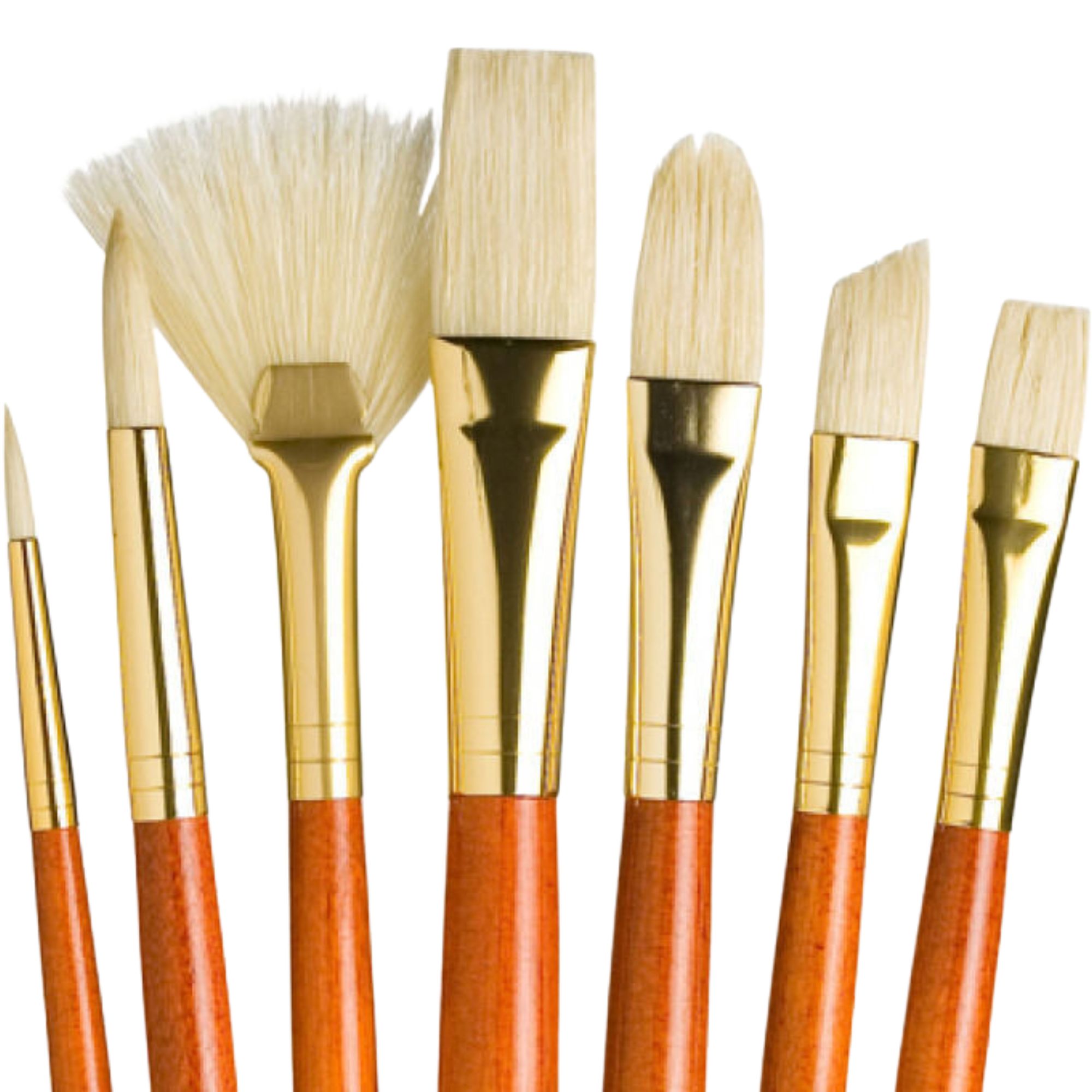 Set 7 Pinceles Princeton Mango Largo Pelo Natural Cerda