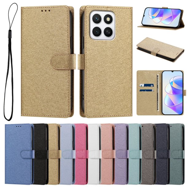 Cartera para Honor X8C con Soporte y Correa, Dorado