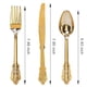 thumbnail image 2 of Juego desechable de cubiertos de plástico dorado, 300 piezas, WDF, 2 of 9