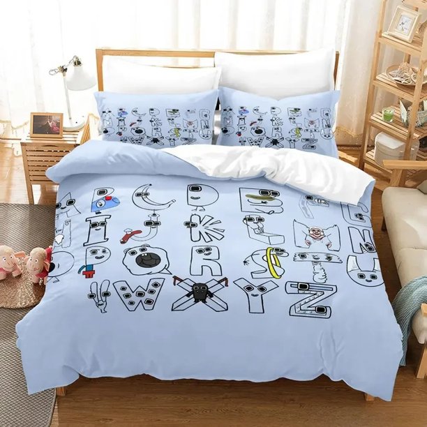 v2699 Bed Sheets Hot Sale Alphabet Lore Bedding Set Cartoon Anime three-piece set Adult Kid Bedroom Duvet cover Sets Enlightenment Kawaii 3-Piece Bedding Set (1 Duvet Cover + 2 Pillow Shams) Bed Shee